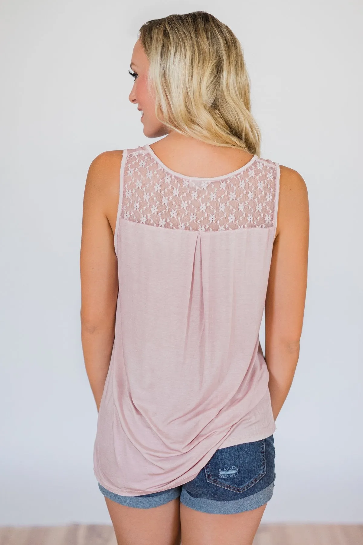 Best of my Days Lace & Zipper Tank Top- Vintage Blush