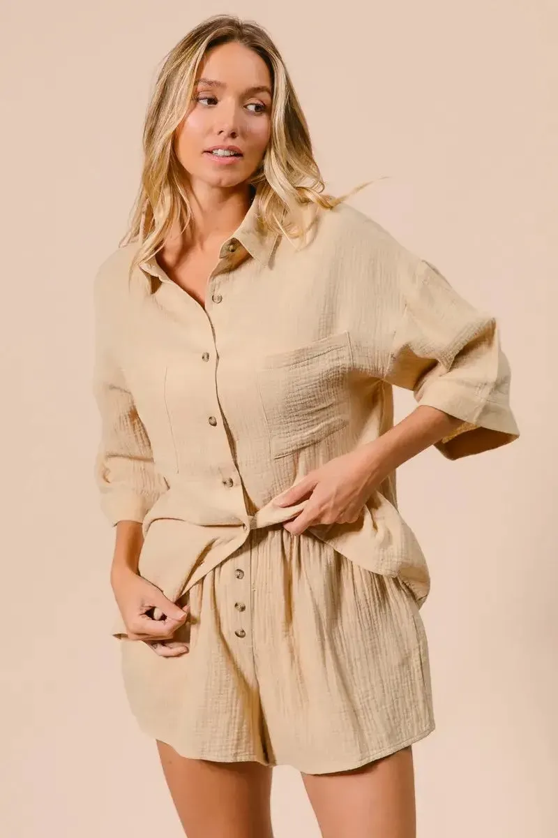 BiBi Crinkle Gauze Shirt and Short Set