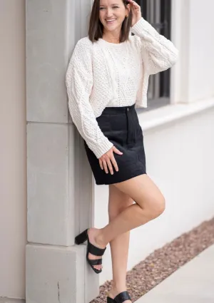 Black Corduroy Mini Skirt