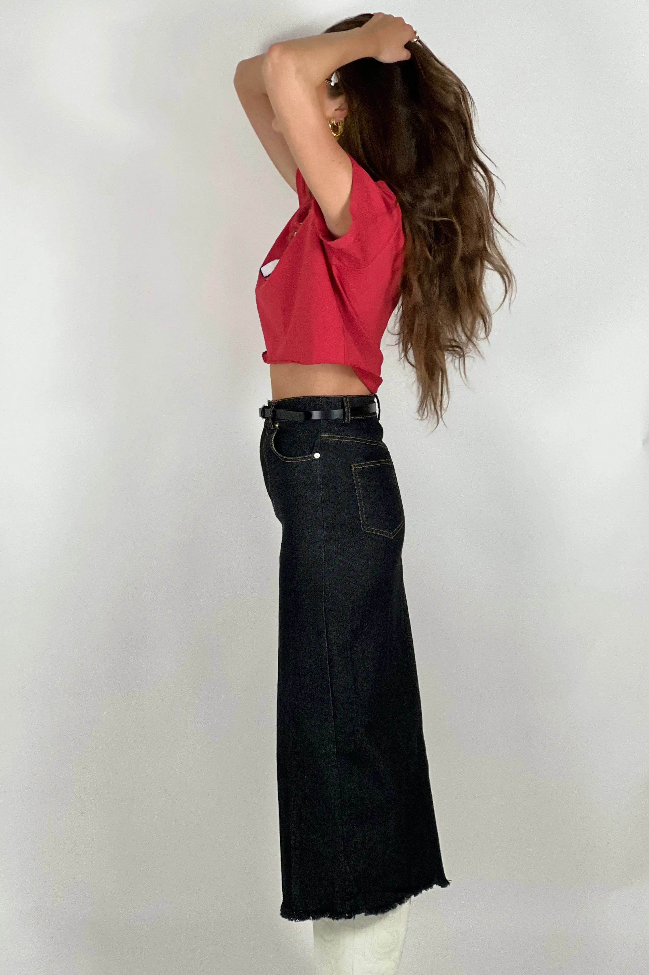 Black Denim Midi