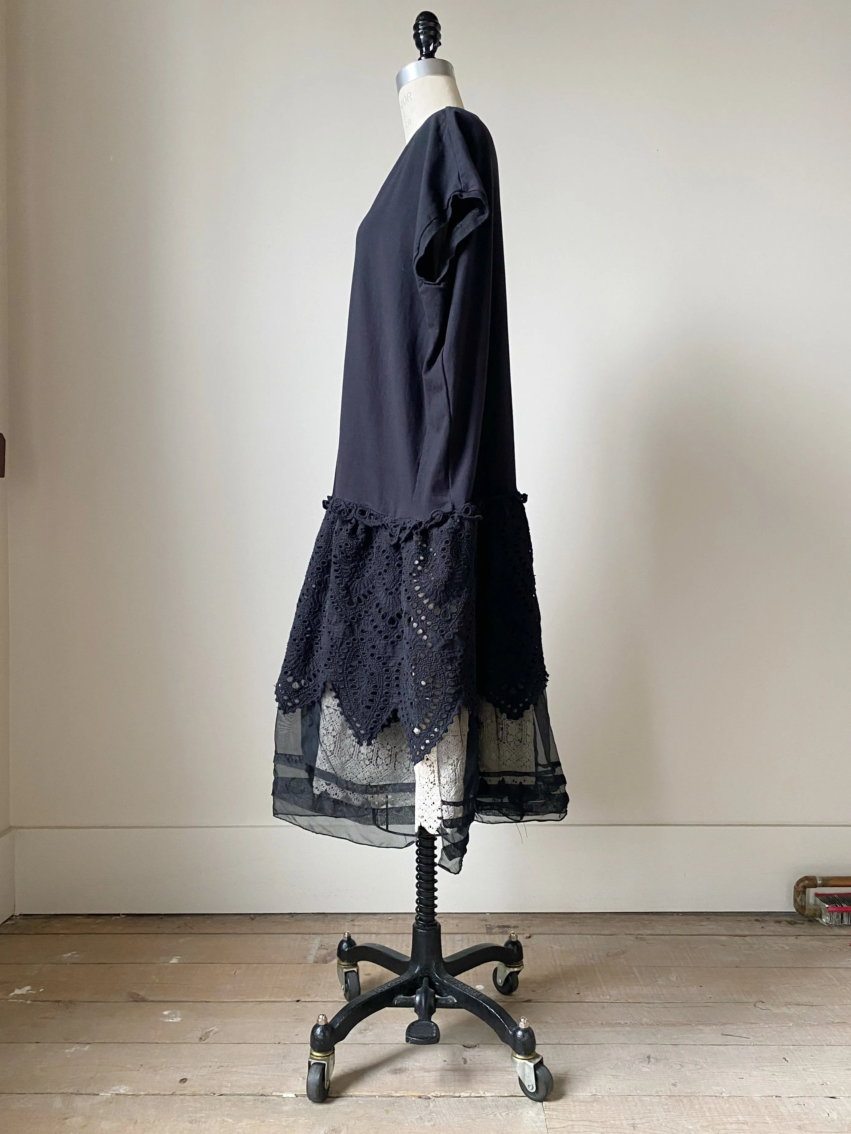 black jersey and lace tank dress