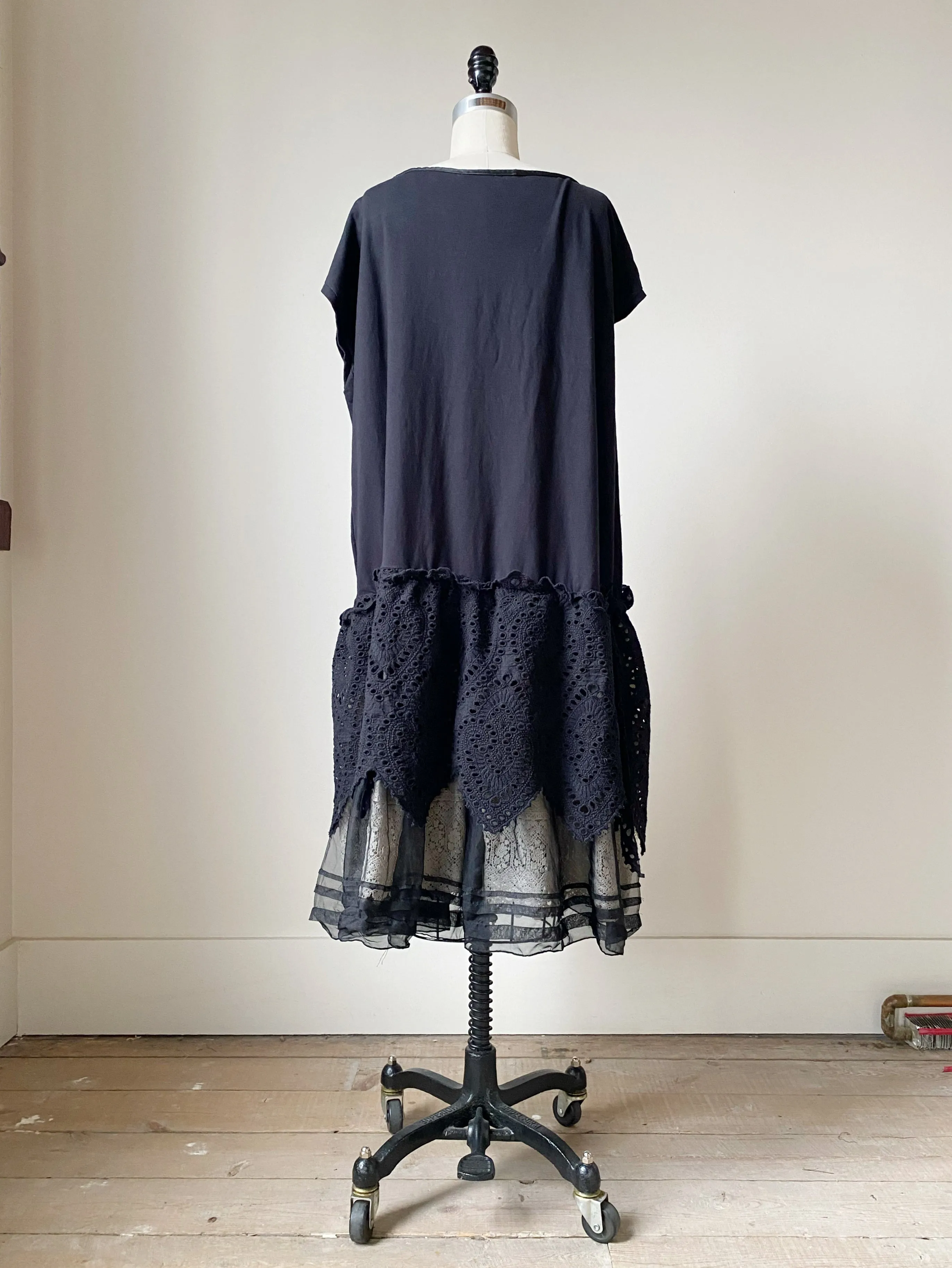 black jersey and lace tank dress