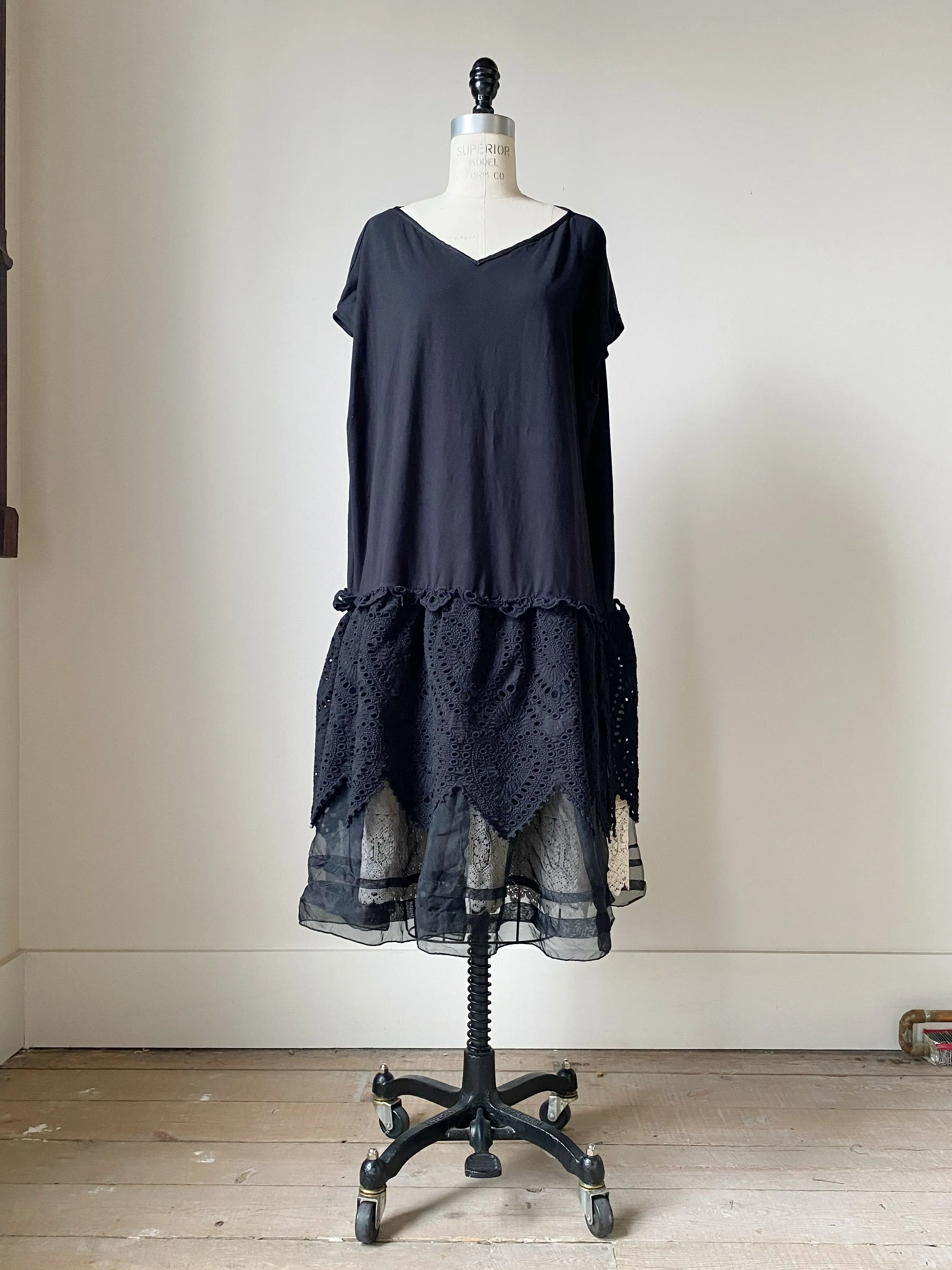 black jersey and lace tank dress