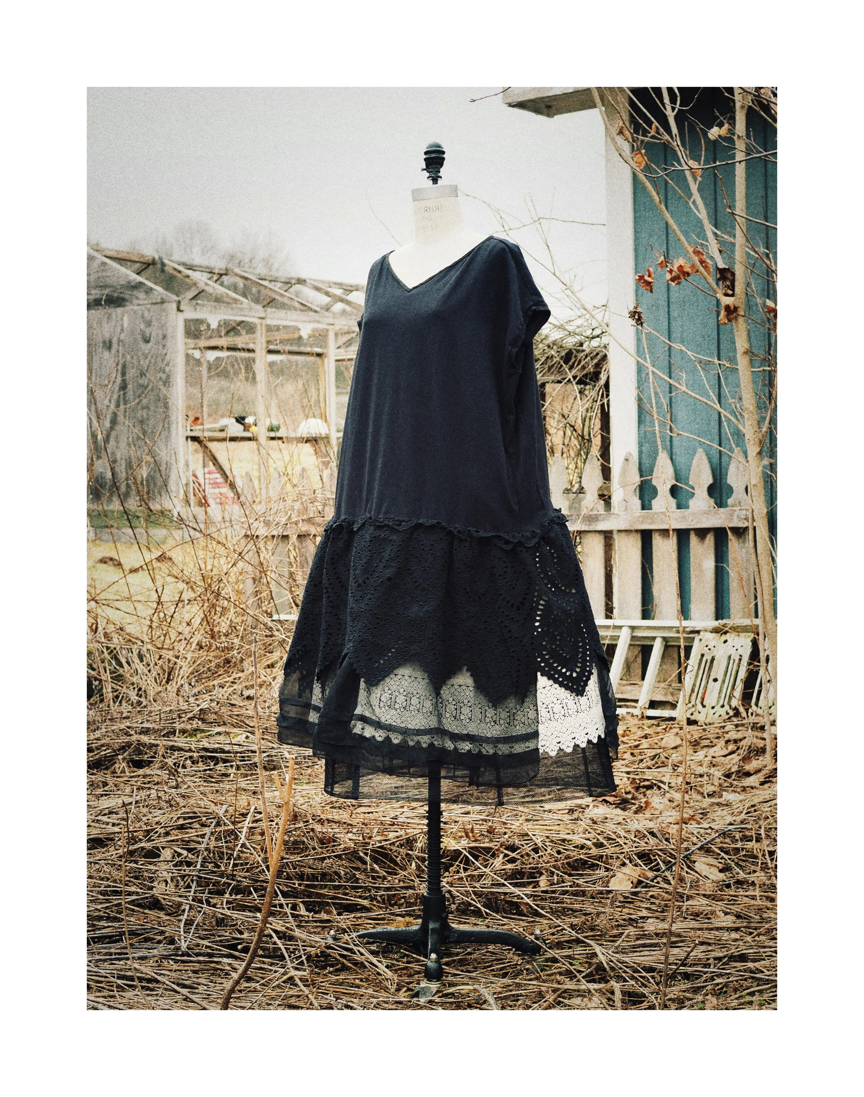 black jersey and lace tank dress