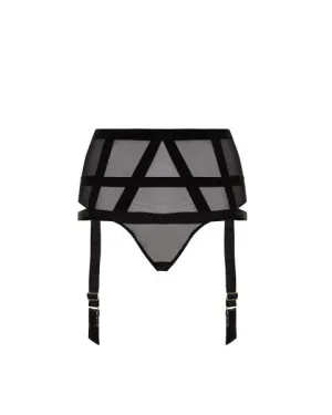 Black - Karolina Suspender Thong -
