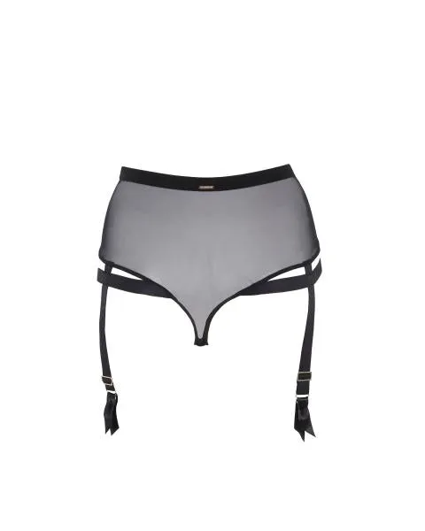 Black - Karolina Suspender Thong -