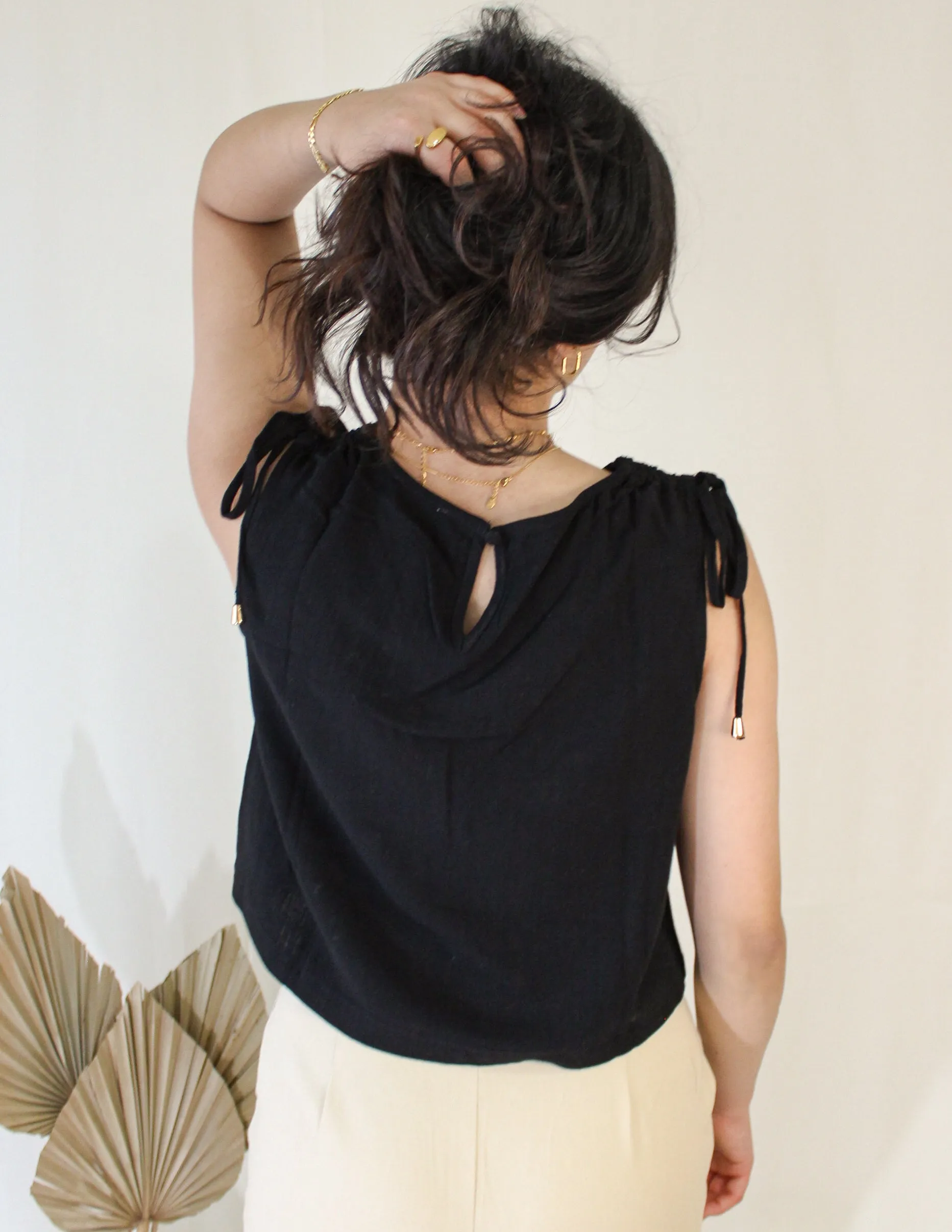 Black Linen Top
