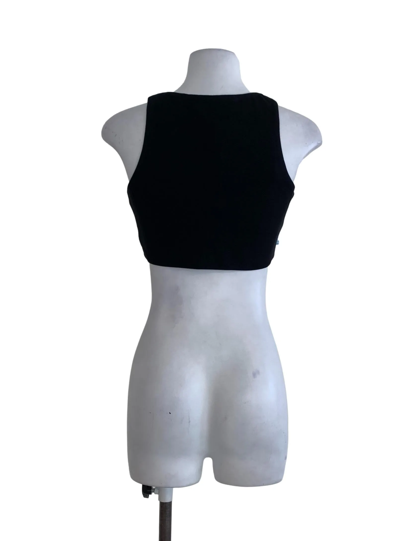 Black Plain Crop Tank Top