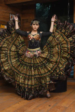 Block print skirt black beauty with padma border WLS