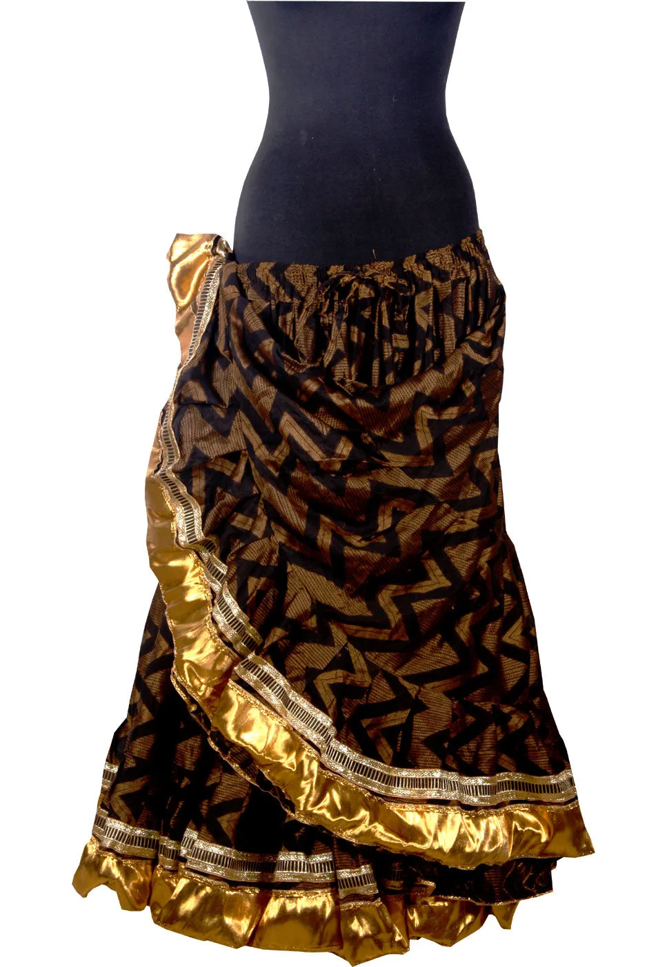 Block print skirt Cotton Jaquard Assuit Zig Zag Design Skirt with gold border WLS