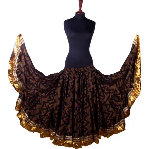 Block print skirt Cotton Jaquard Assuit Zig Zag Design Skirt with gold border WLS