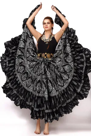 Block print skirt Oriental Beauty black/white WLS