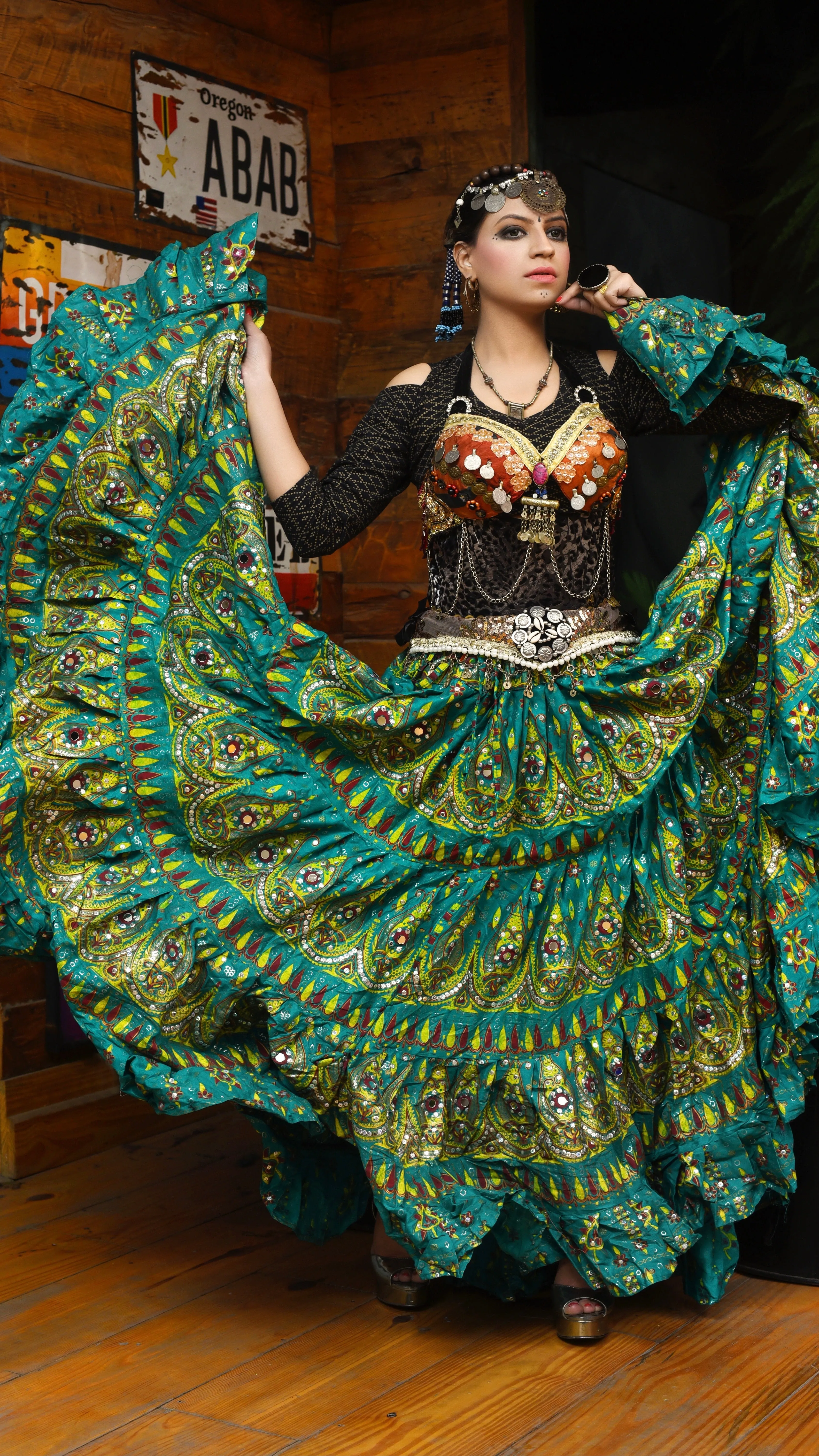 Block print skirt seagreen beauty WLS
