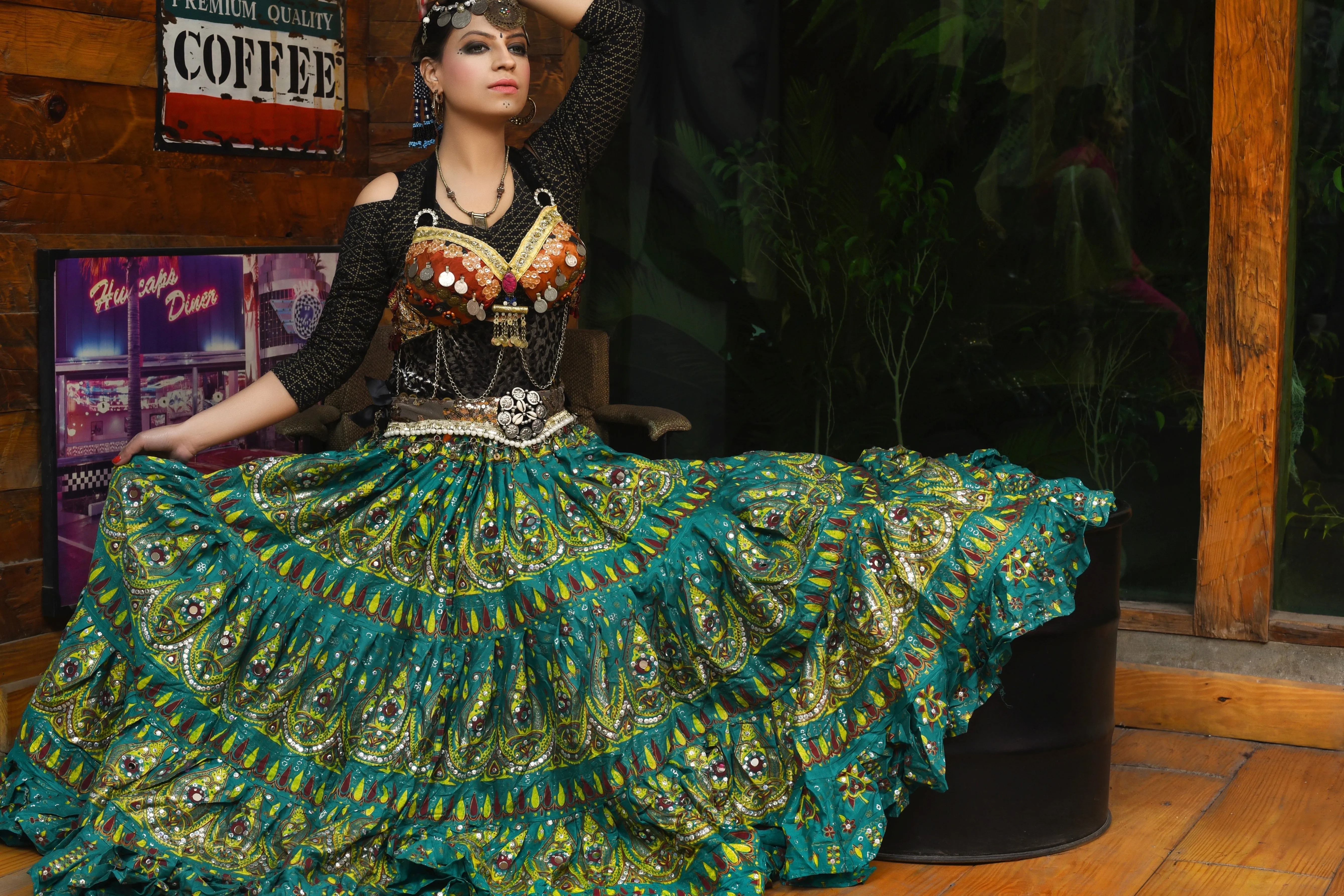 Block print skirt seagreen beauty WLS