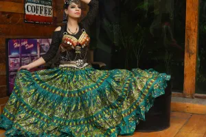 Block print skirt seagreen beauty WLS