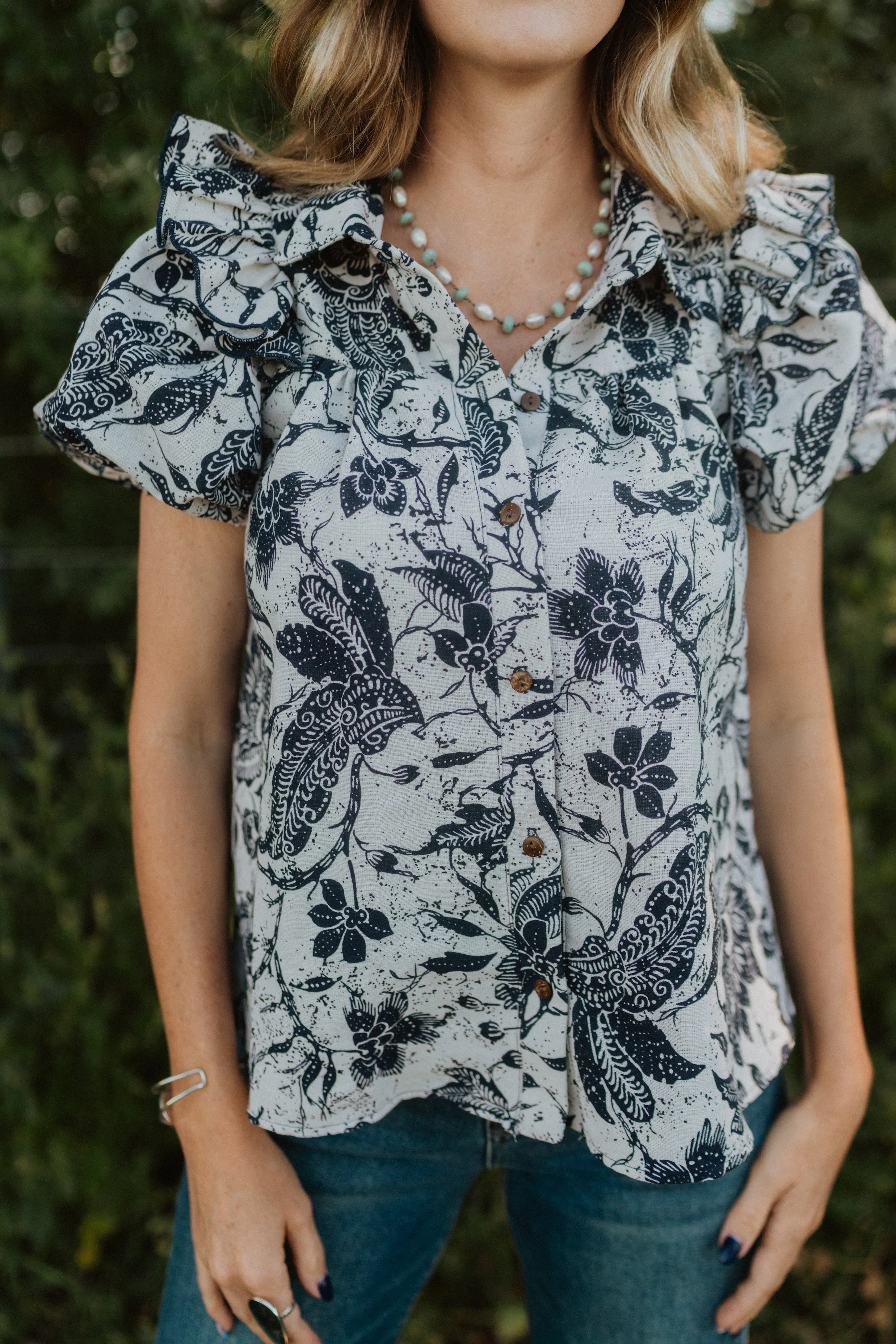 Blue China Top