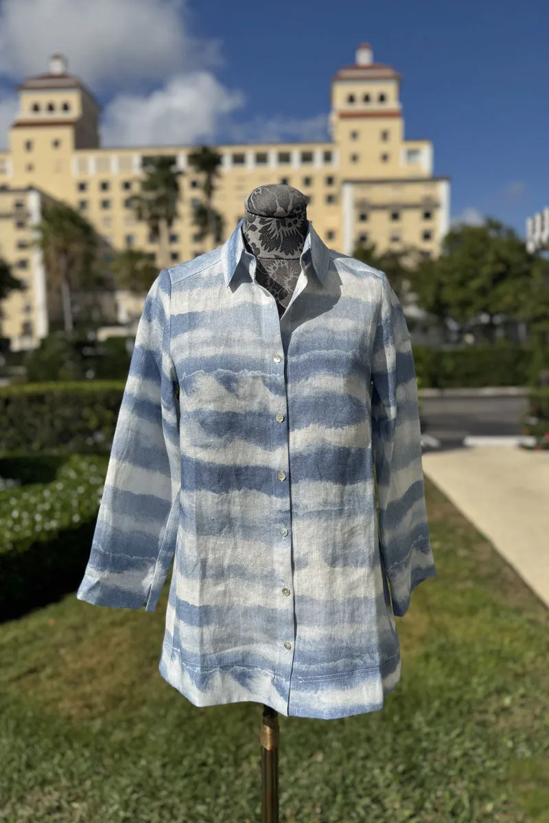 Blue Waves Linen Shirt