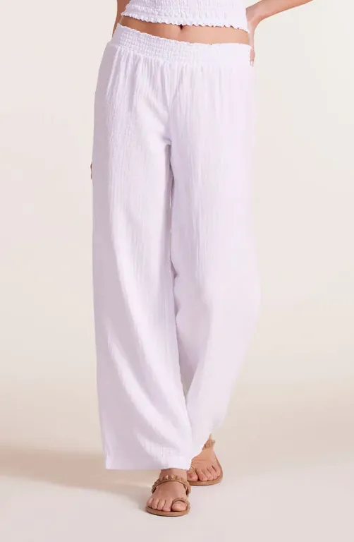 BOBI SMOCKED WAIST WIDE LEG PANT