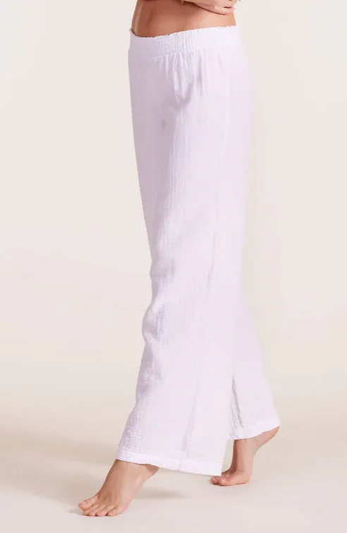 BOBI SMOCKED WAIST WIDE LEG PANT