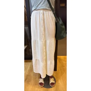 Bobi Tiered Button Front Maxi Skirt || Macadamia