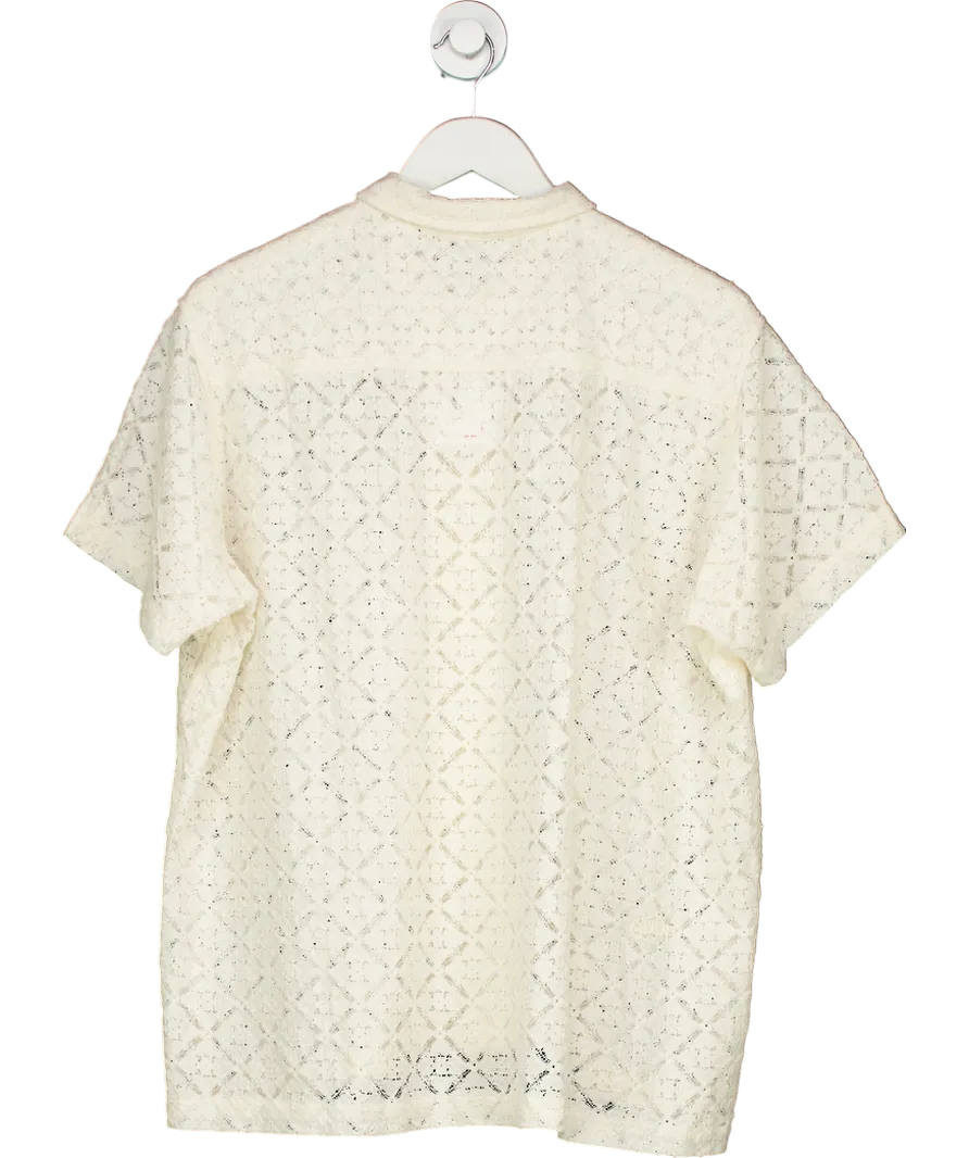 Bode Cream Floral Lace Short Sleeve Shirt UK L/XL