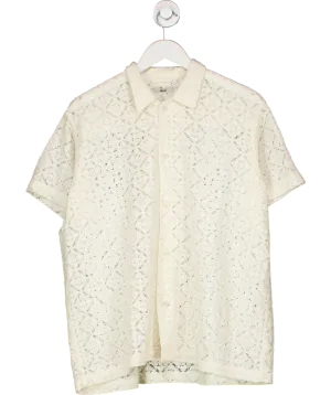 Bode Cream Floral Lace Short Sleeve Shirt UK L/XL
