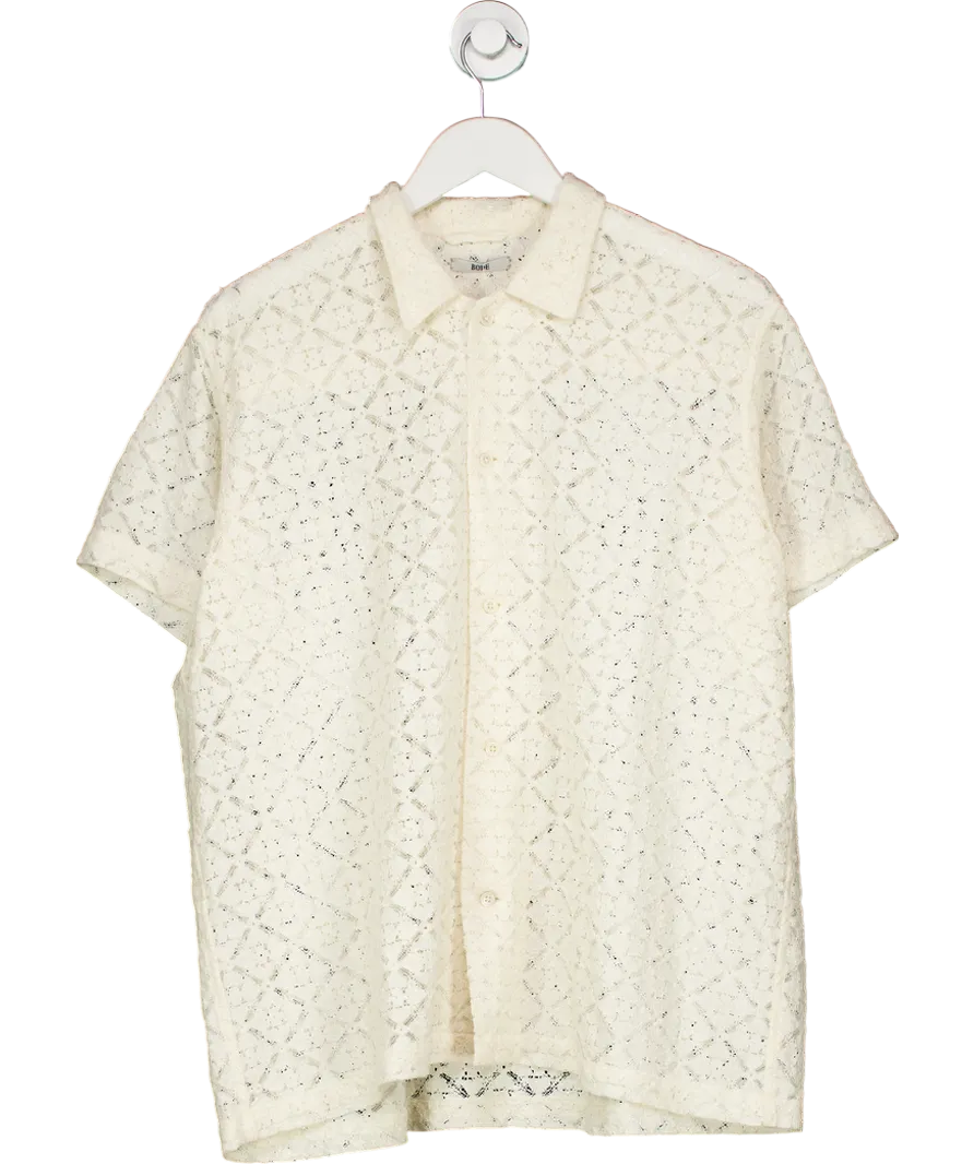 Bode Cream Floral Lace Short Sleeve Shirt UK L/XL
