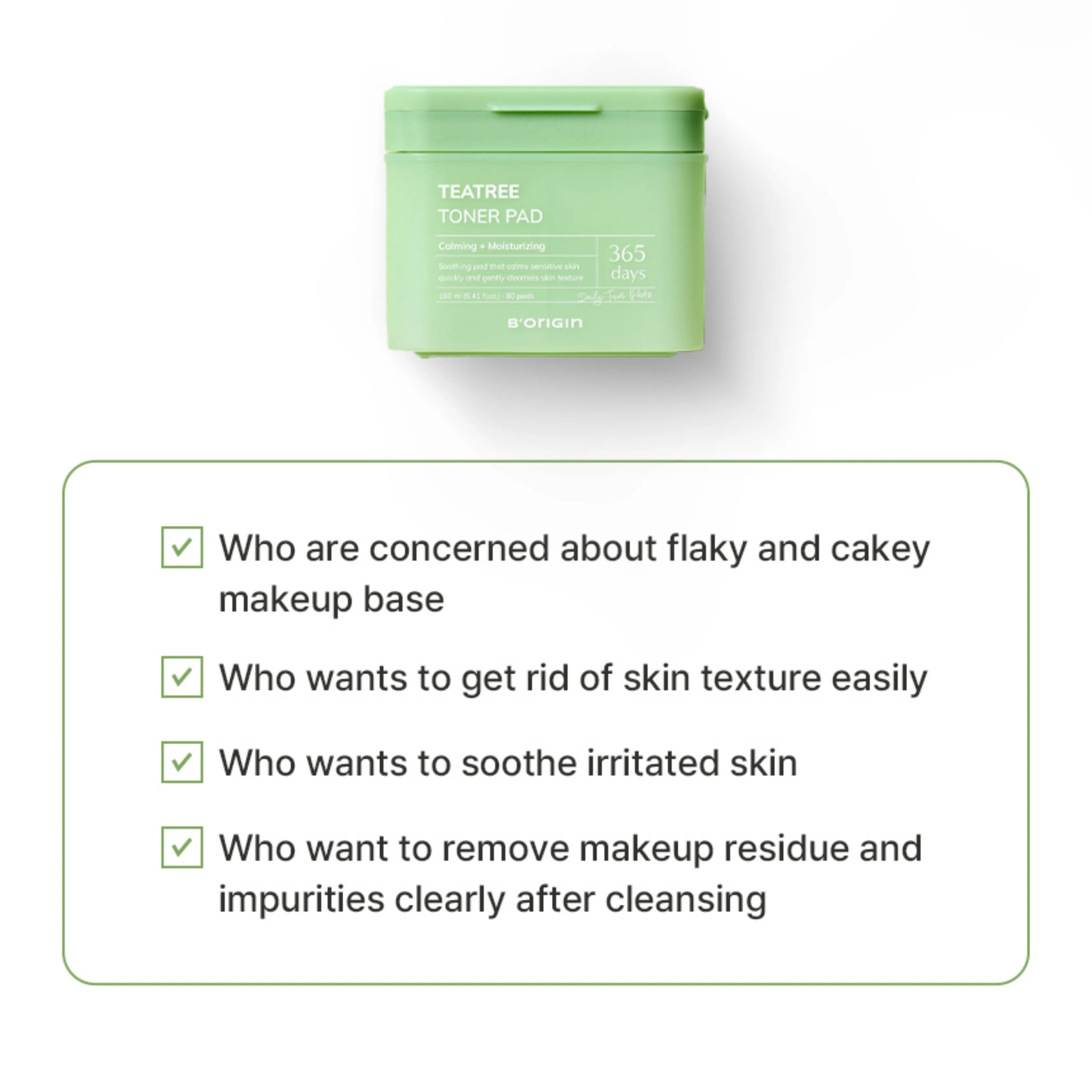 B'ORIGIN - Tea Tree Toner Pad - Made in Korea