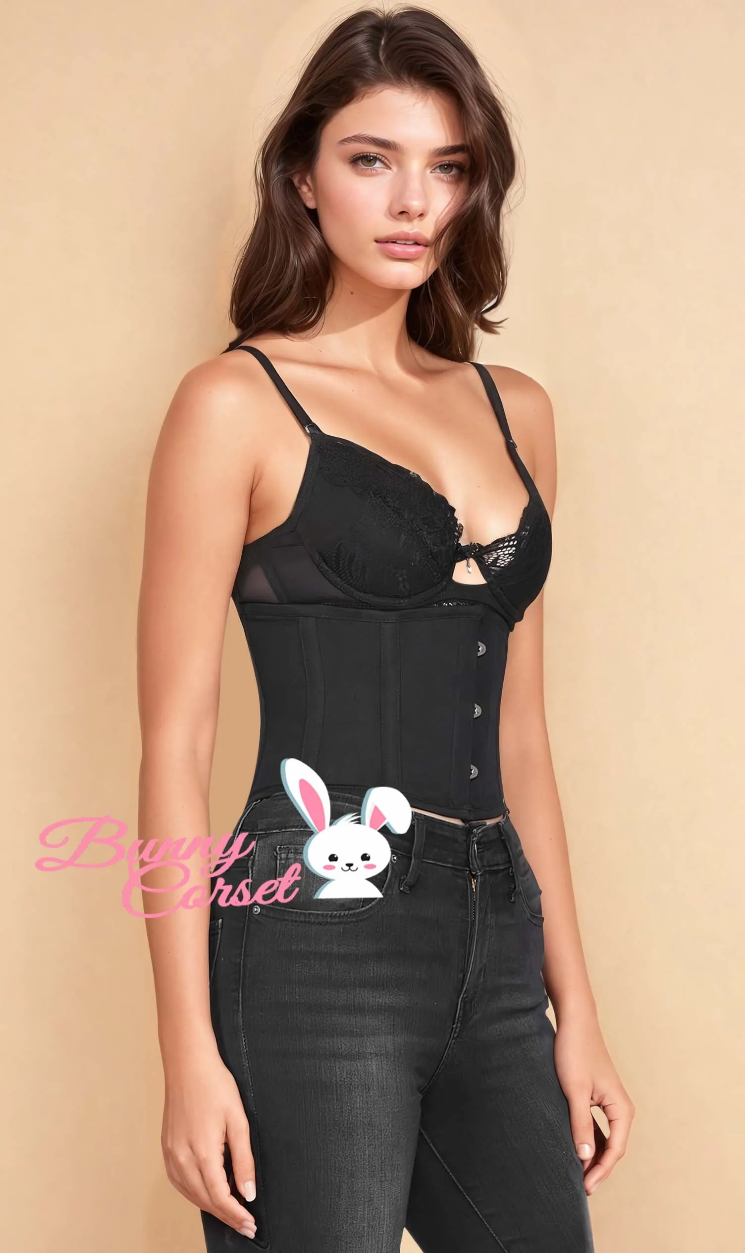 Brynlee Black Corset Waist Shaper in Cotton