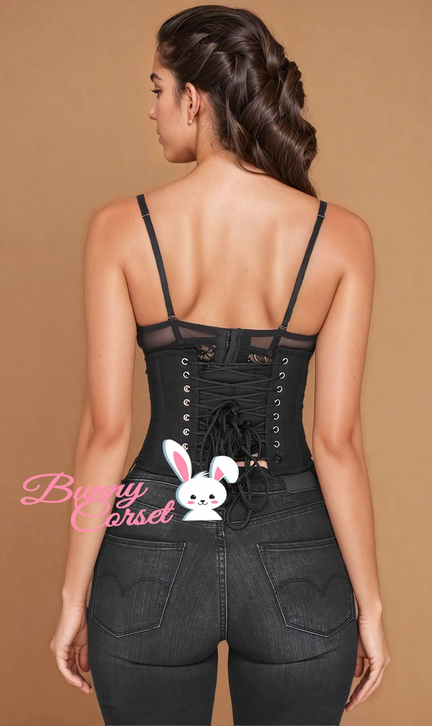 Brynlee Black Corset Waist Shaper in Cotton