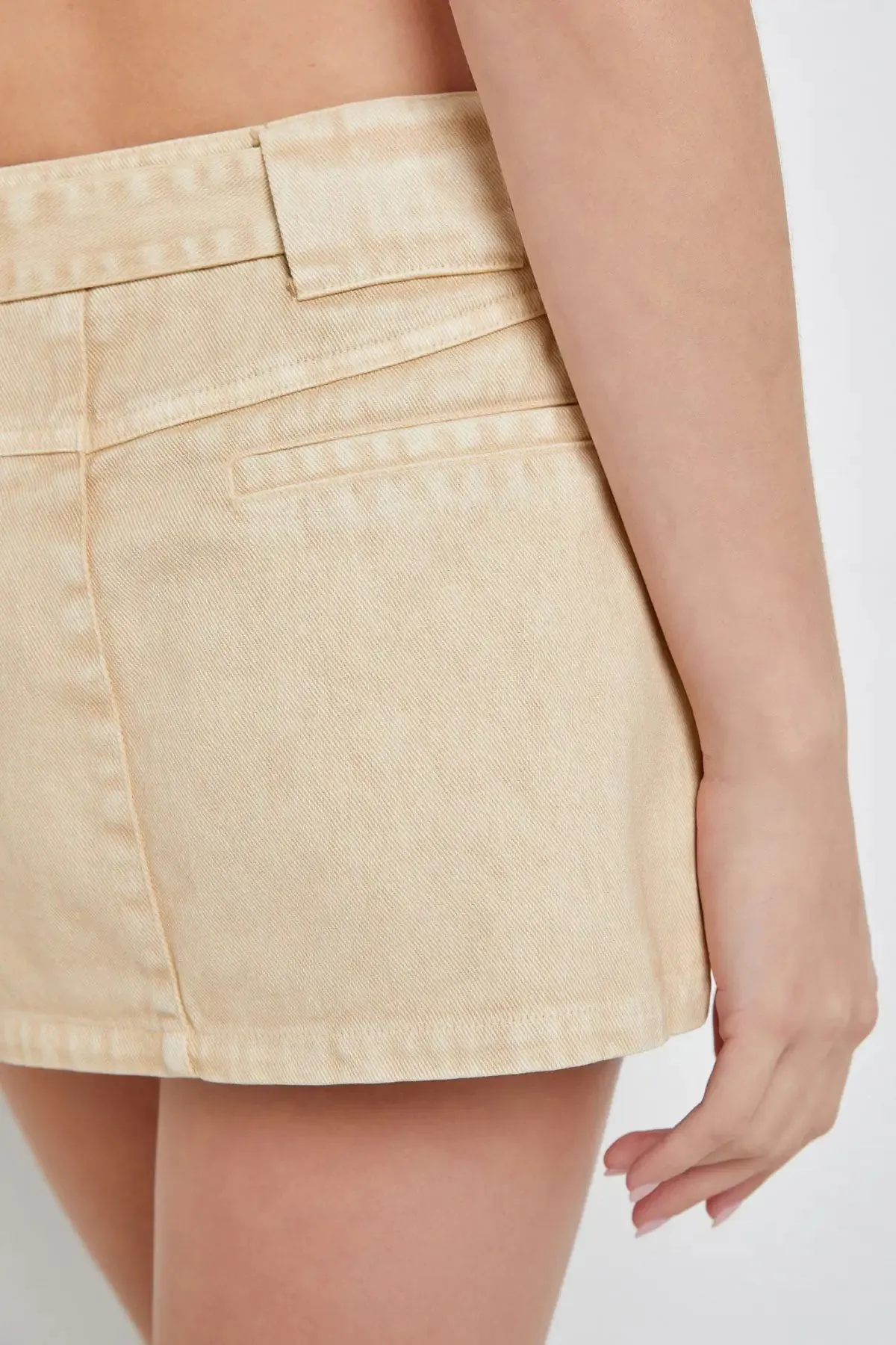 Buckle Belted Low Rise Front Pockets Mini Denim Skirt