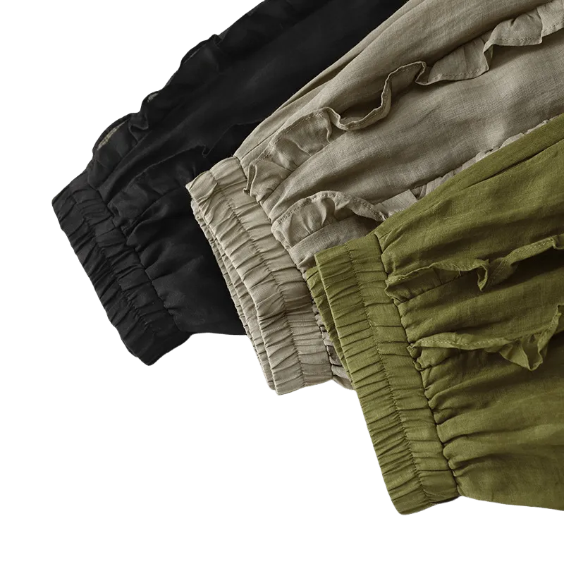 Buddha Stones Summer Plain Ruffle Design Women's Cotton Skirt