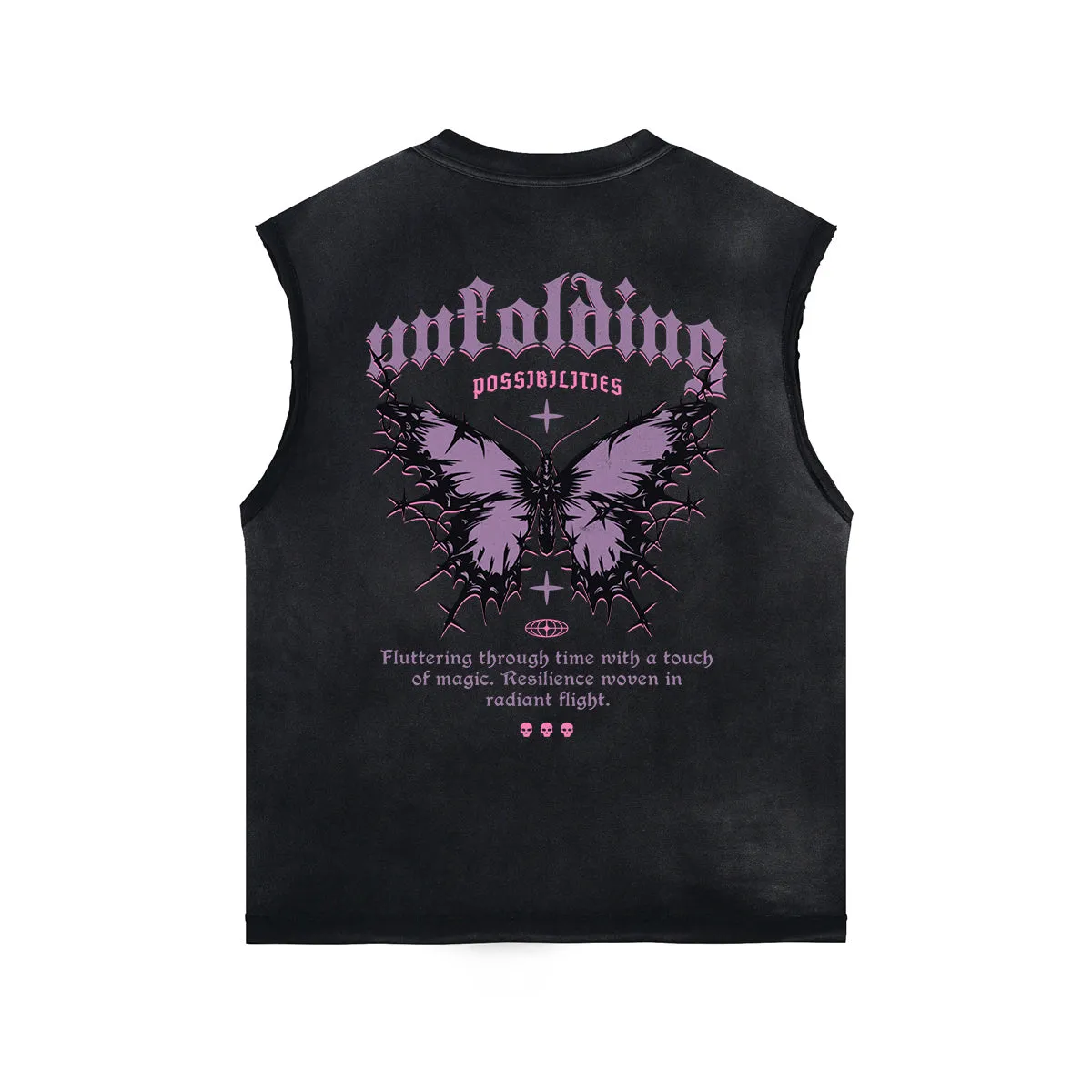 Butterfly Graphic Stone Wash Tank Top