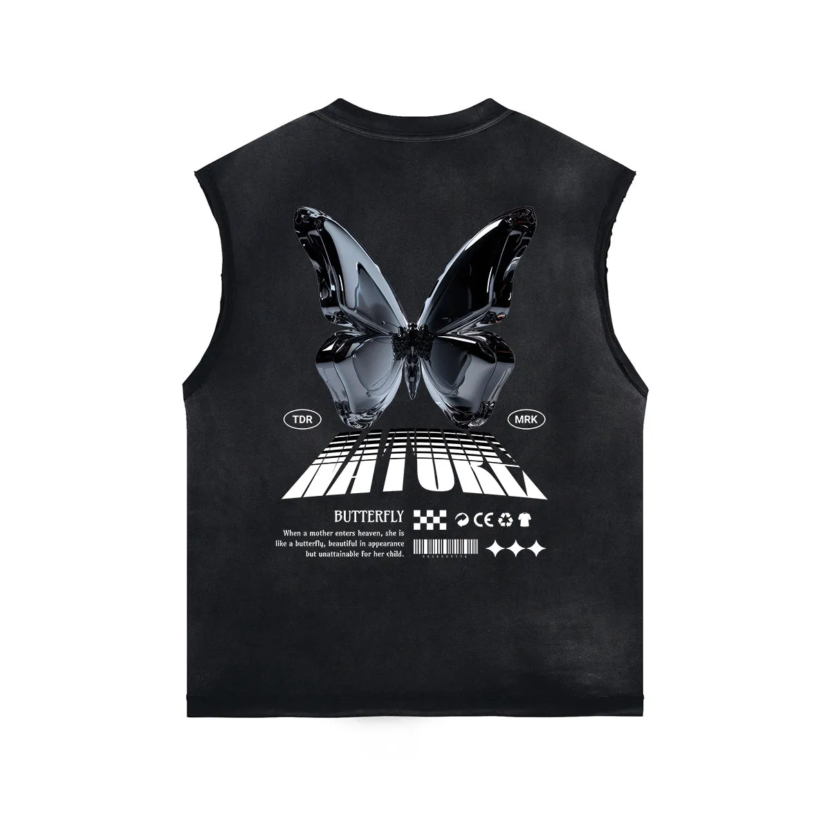Butterfly Graphic Stone Wash Tank Top