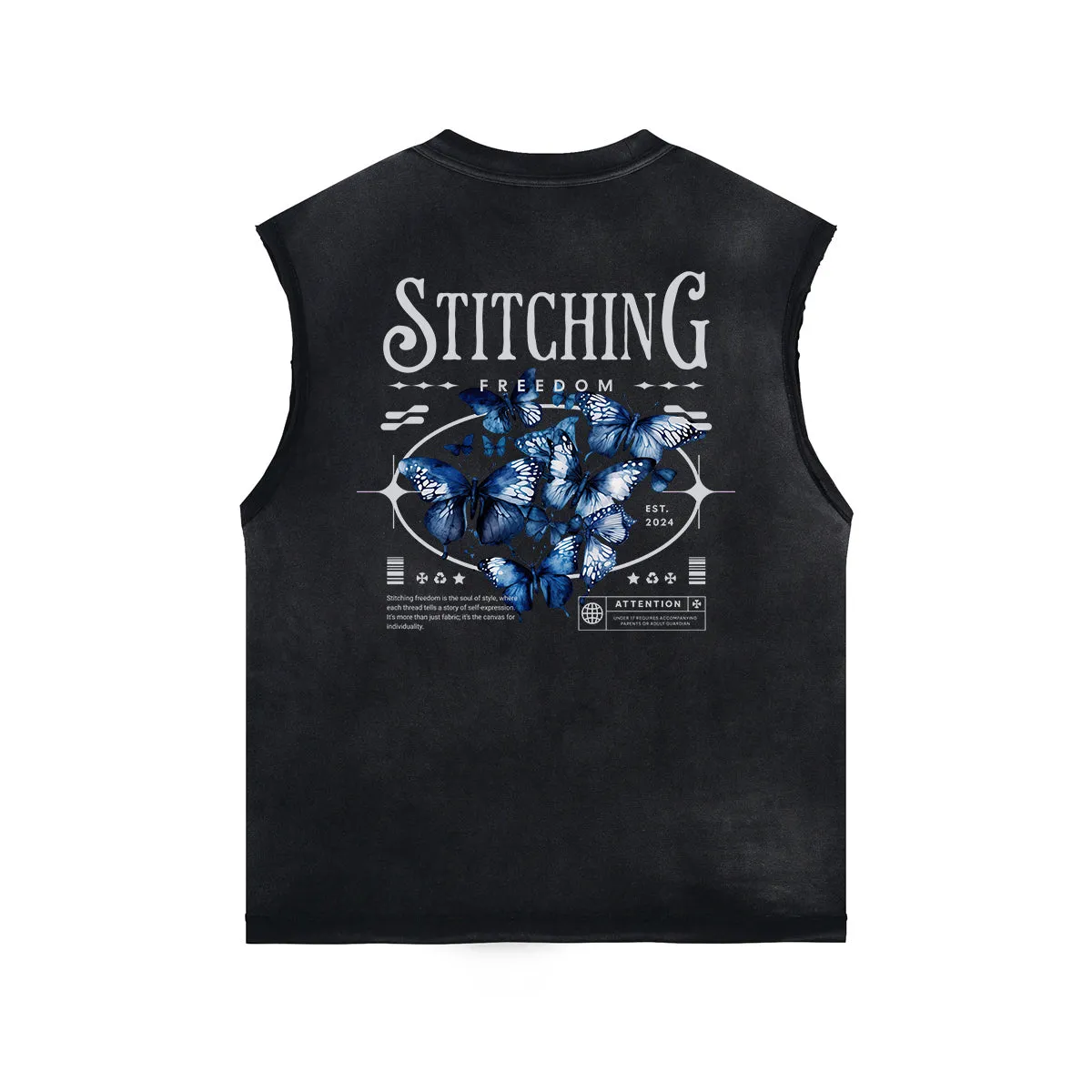 Butterfly Graphic Stone Wash Tank Top