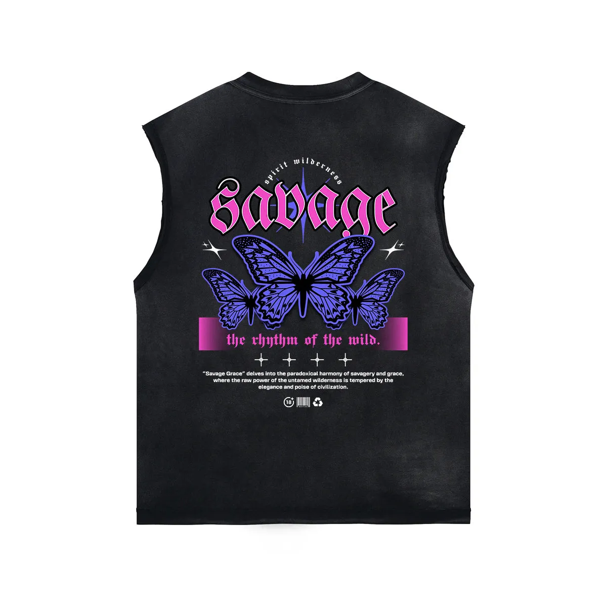 Butterfly Graphic Stone Wash Tank Top