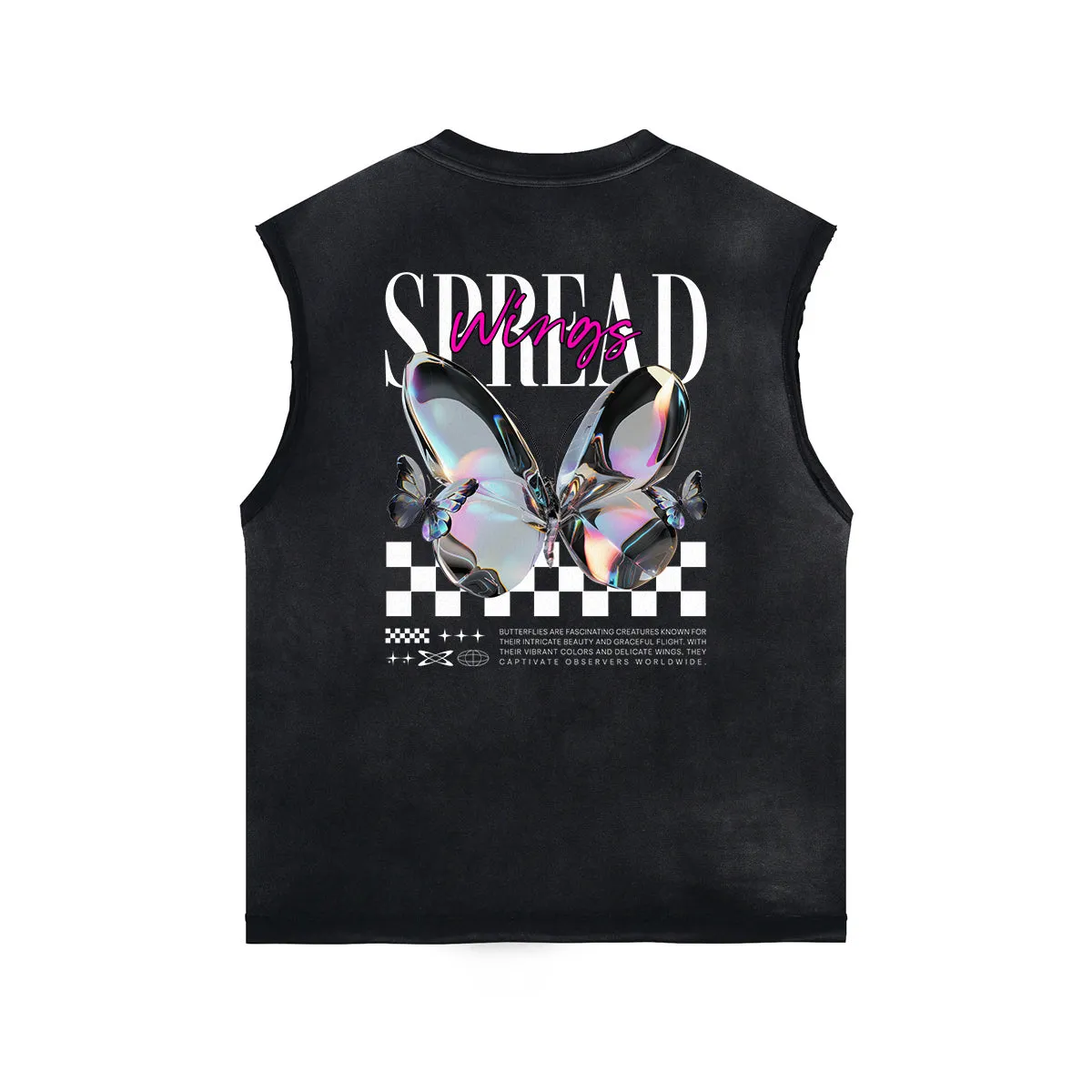 Butterfly Graphic Stone Wash Tank Top
