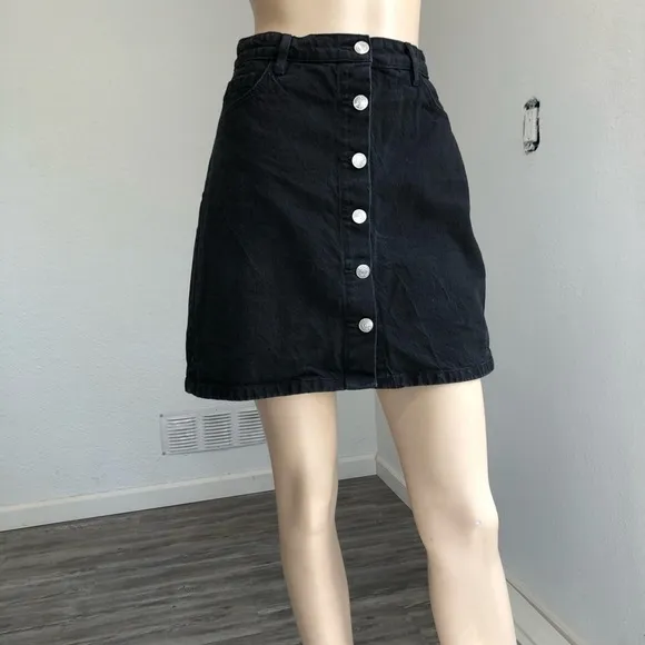 CACHÉ CACHÉ denim black button front skirt size:38