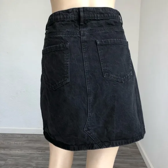 CACHÉ CACHÉ denim black button front skirt size:38