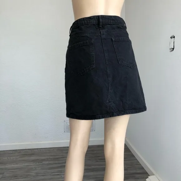 CACHÉ CACHÉ denim black button front skirt size:38