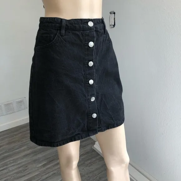 CACHÉ CACHÉ denim black button front skirt size:38