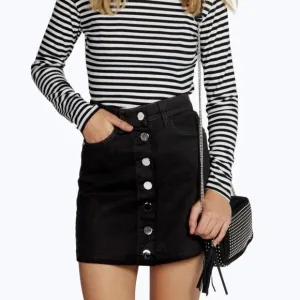 CACHÉ CACHÉ denim black button front skirt size:38