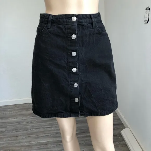CACHÉ CACHÉ denim black button front skirt size:38