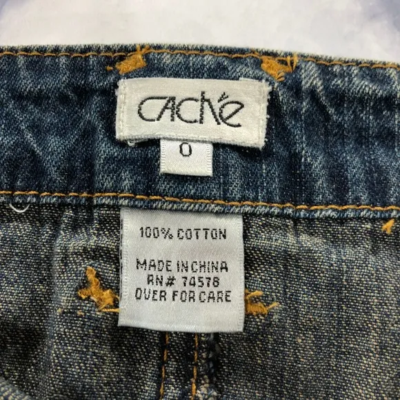 Cache Dark Wash Bedazzled Jeweled Denim Skirt
