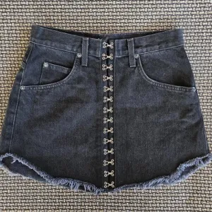 Carmar LF Black Denim Mini Skirt W/ Front Clasps
