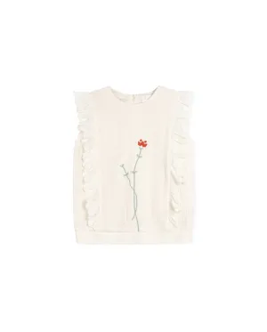 Carol -Gauze Embroidered Flower Vest