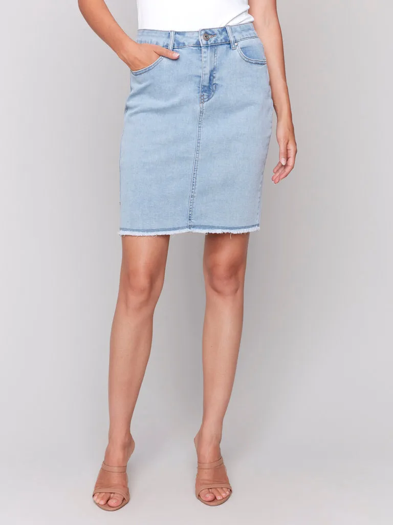 CB Denim Skort w/Frayed Hem