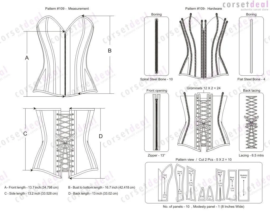 Celenne Steampunk Overbust Corset Steel Boned