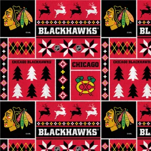 CHICAGO BLACKHAWKS-Holiday Sweater Fleece-100% Polyester-1182BLK