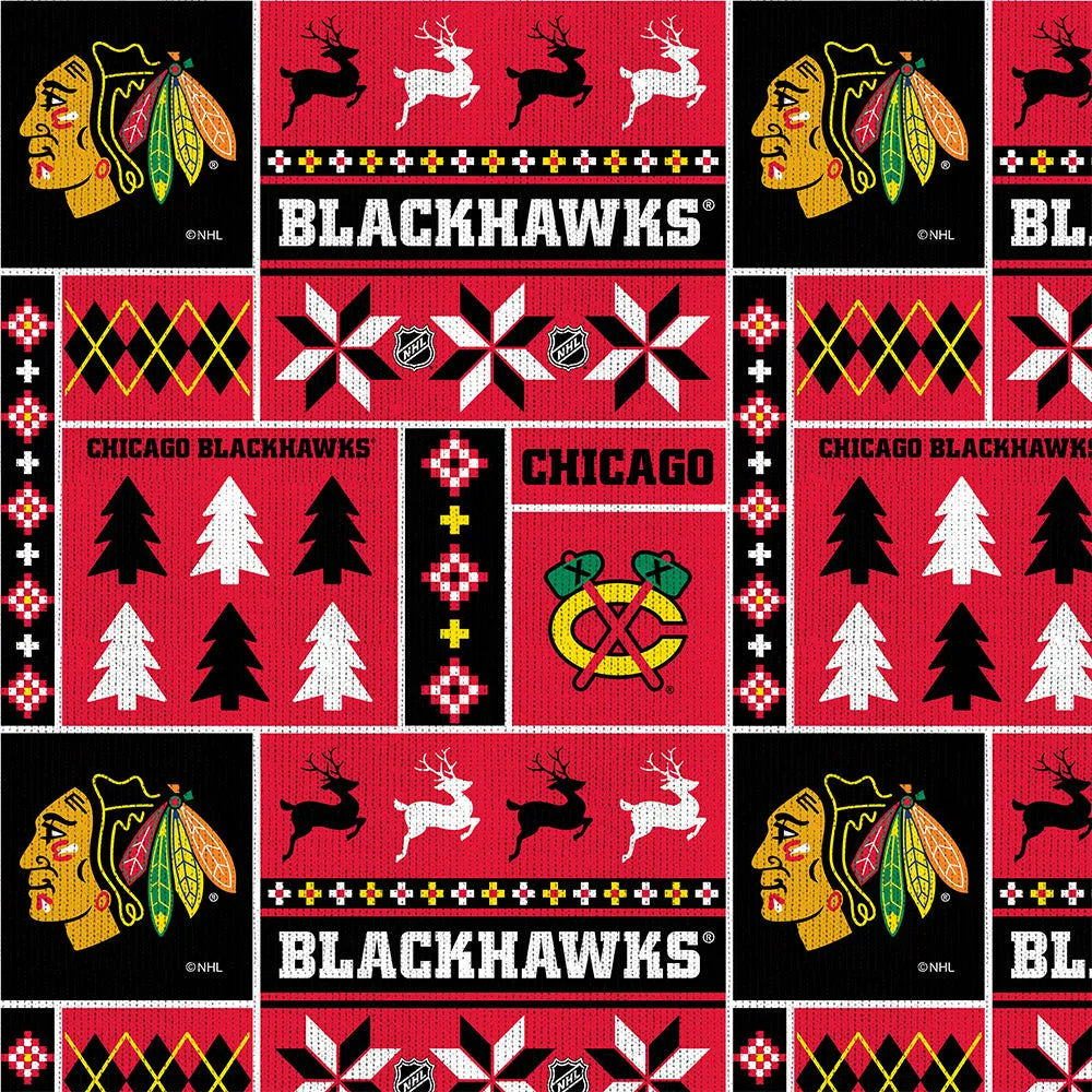 CHICAGO BLACKHAWKS-Holiday Sweater Fleece-100% Polyester-1182BLK
